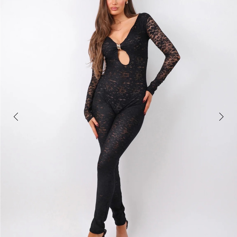Black Lace Long Sleeve Jumpsuit